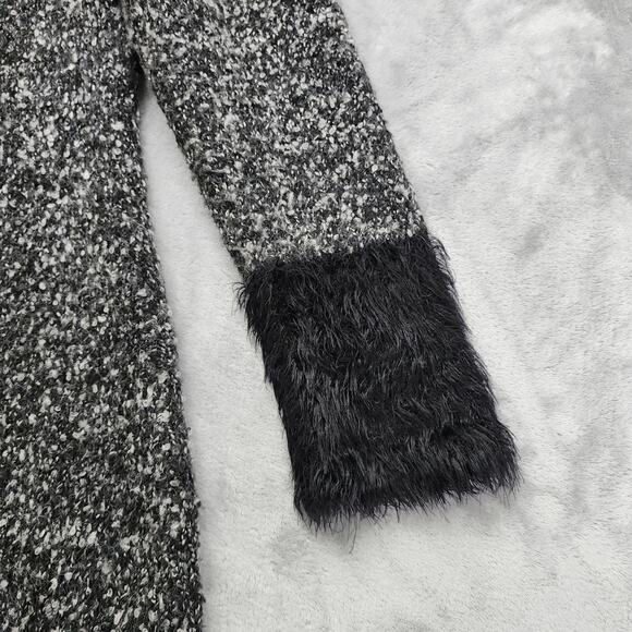 Elle Sweater Womens Size XL Black Marled Long Sleeve Fuzzy Cuff Cardigan Hook - Picture 3 of 11